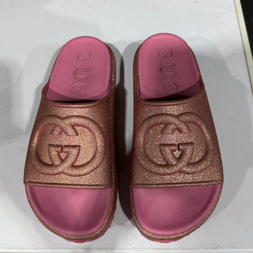 Gucci Glittery Pink Slides